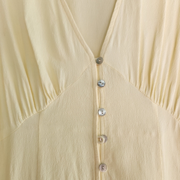 Wilfred Aritzia Yellow Midi Button Down Long Sleeve Dress - Pale Yellow - Picture 3 of 12